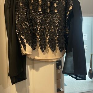 Jealous Tomato Black Lace Blouse with Cream Base